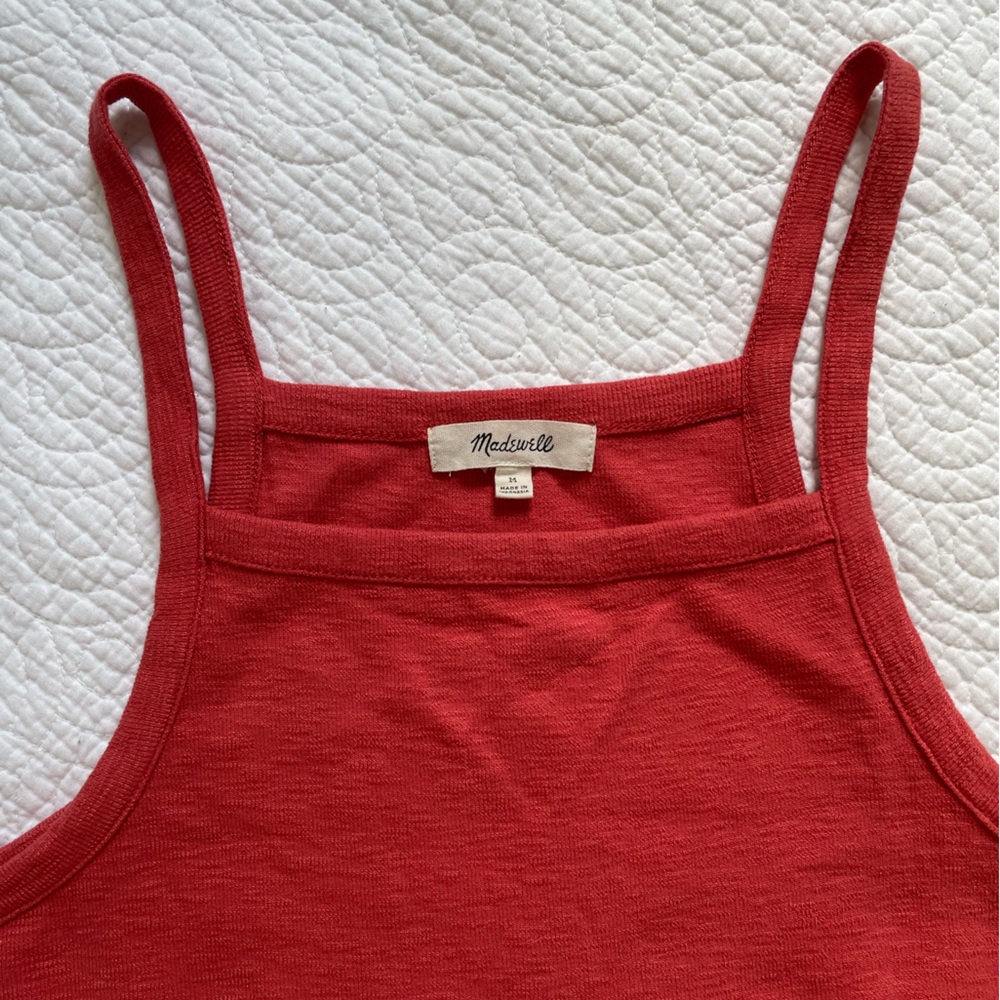 Madewell Supima Strapy Mini Dress in warm red - Picture 3 of 8